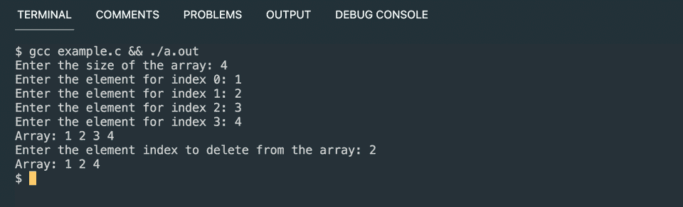 C program to delete an element from an Array - CodeVsColor