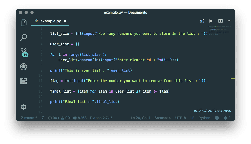 Python program to remove all occurrence of a value from a list ...