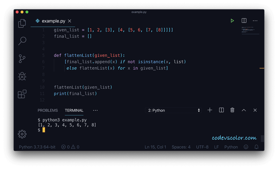 Python flatten a nested list or list of lists - CodeVsColor