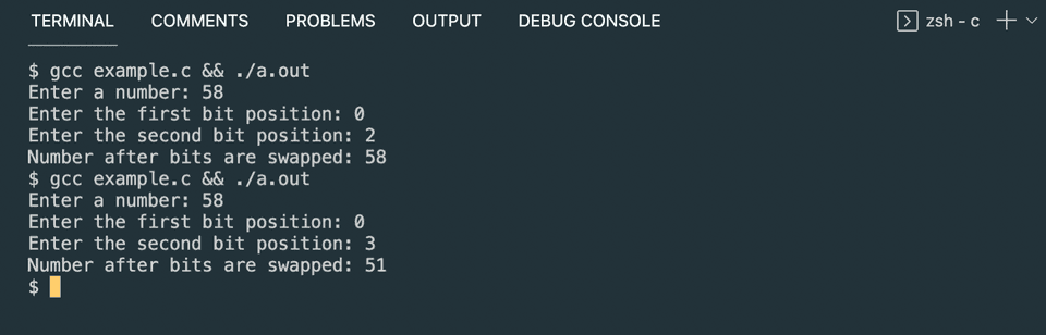 C program to swap two bits of a number - CodeVsColor
