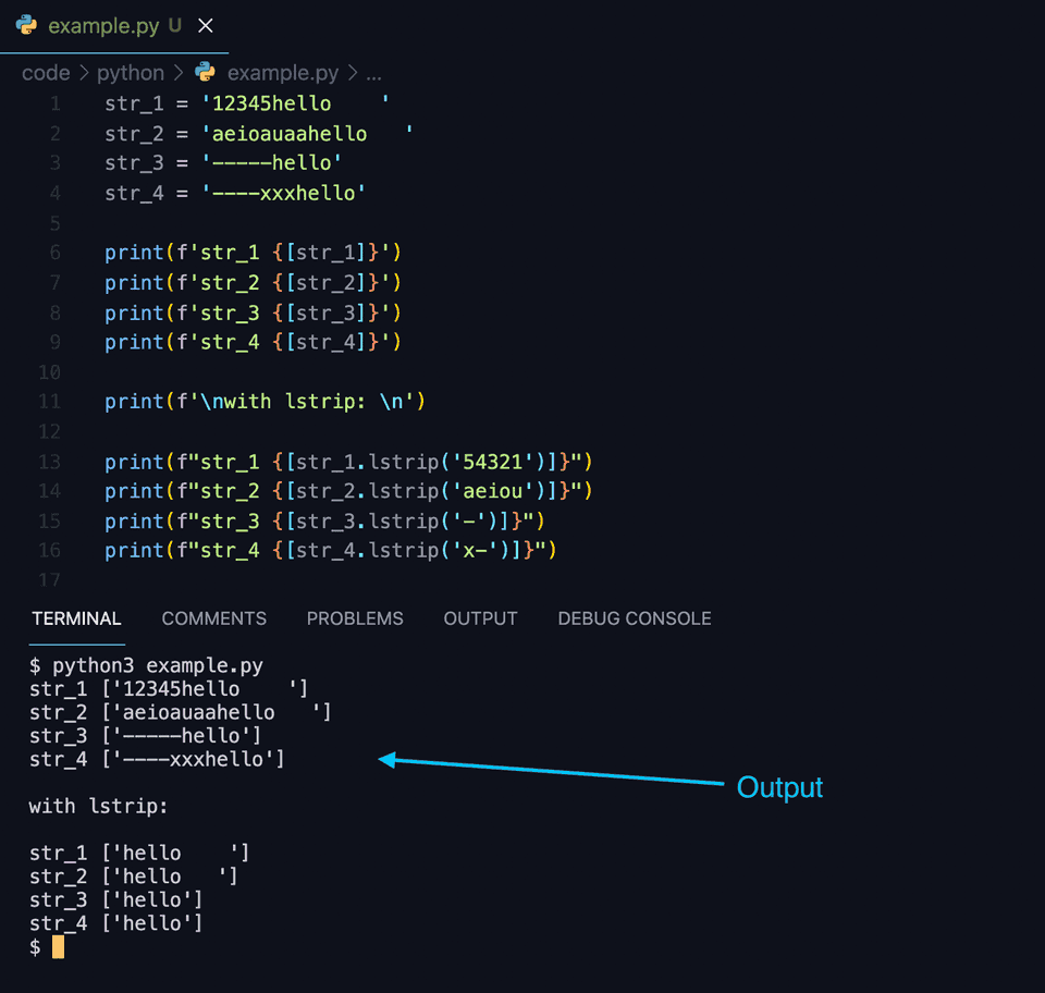 Python string lstrip() method explanation with example - CodeVsColor