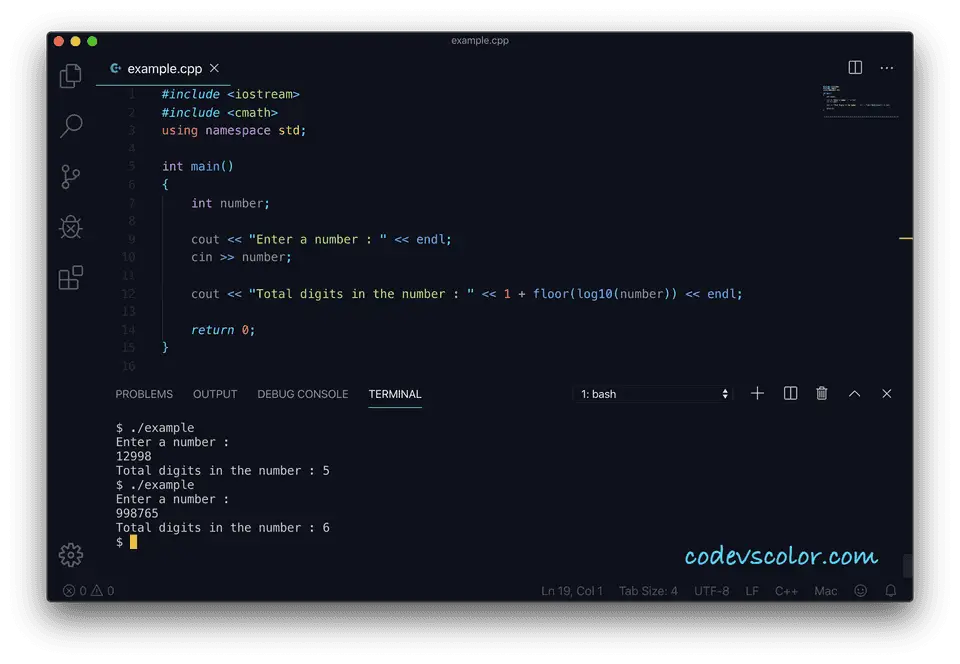 C++ total digits log