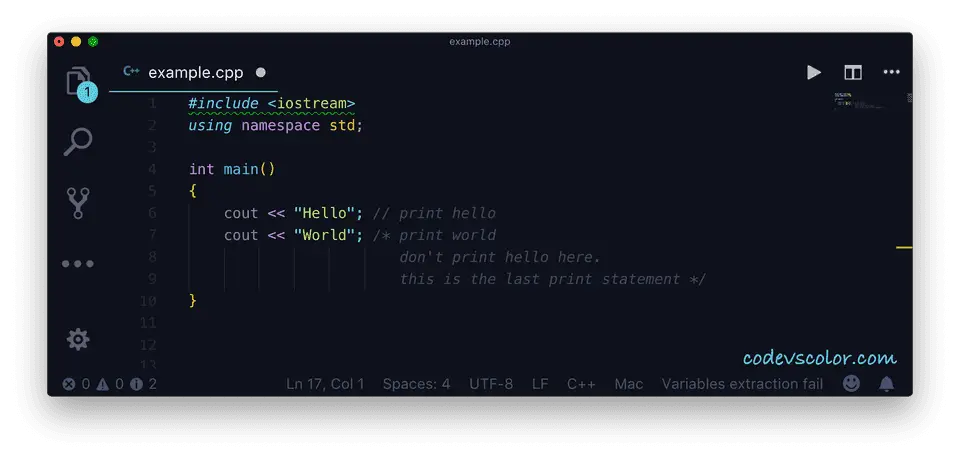 C++ comments example