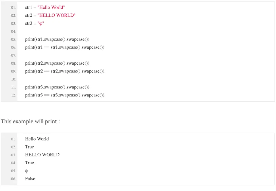 python swapcase characters