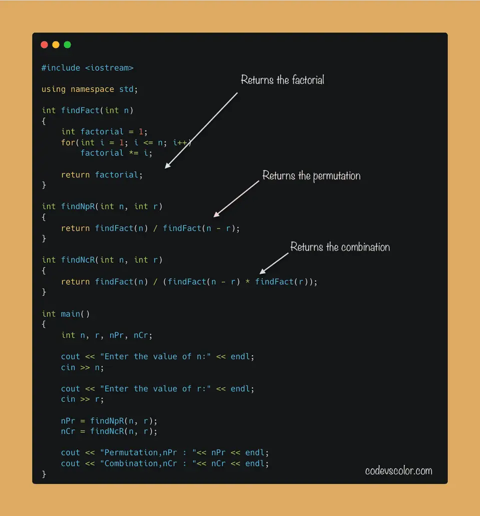 C++ find factorial of a number