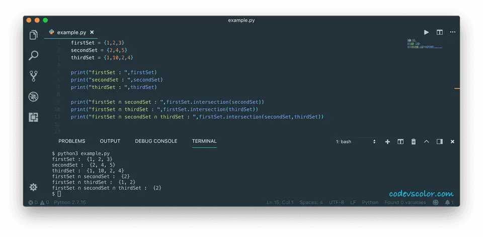 python set intersection