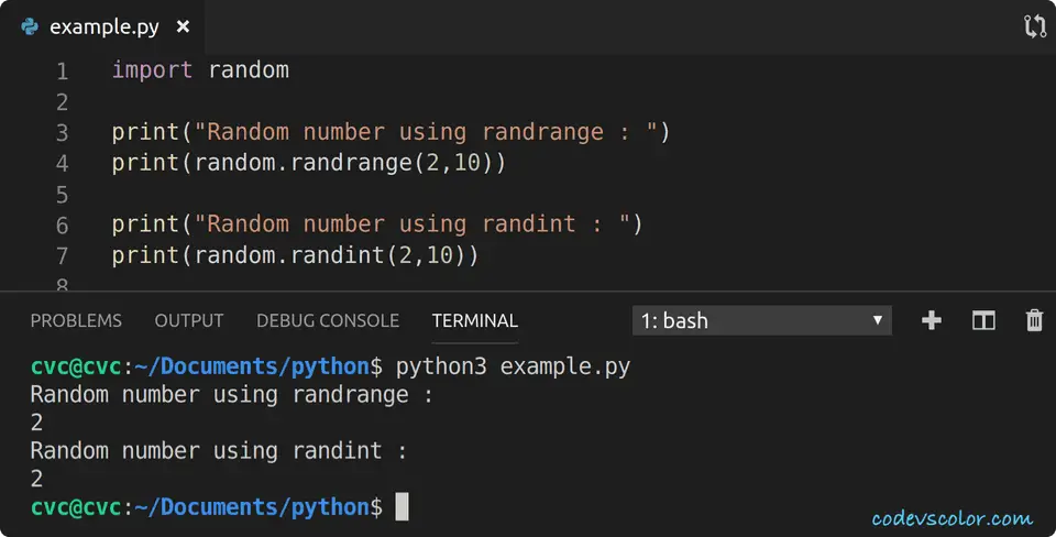 python randrange randint