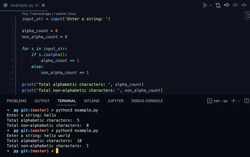 Python string isalpha example