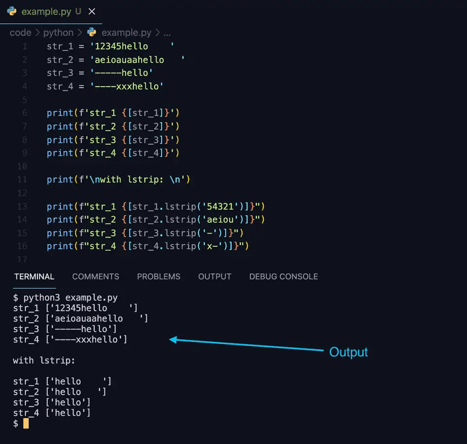 Python lstrip example