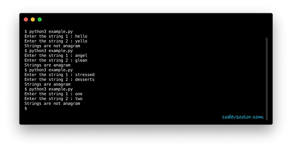 python example check string anagram