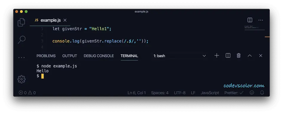 JavaScript remove last string character replace