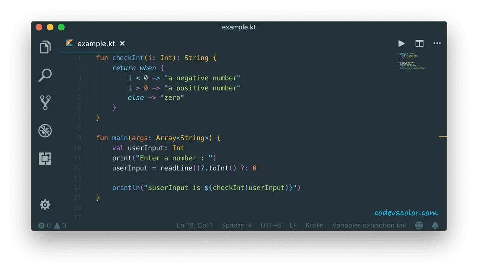 Kotlin check number positive negative zero