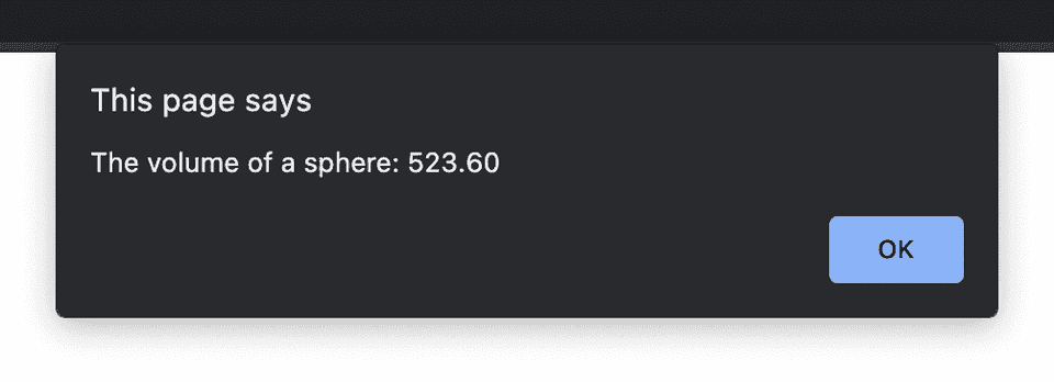 javascript find the volume of a sphere