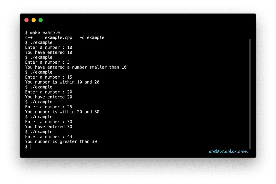 C++ if-else ladder example