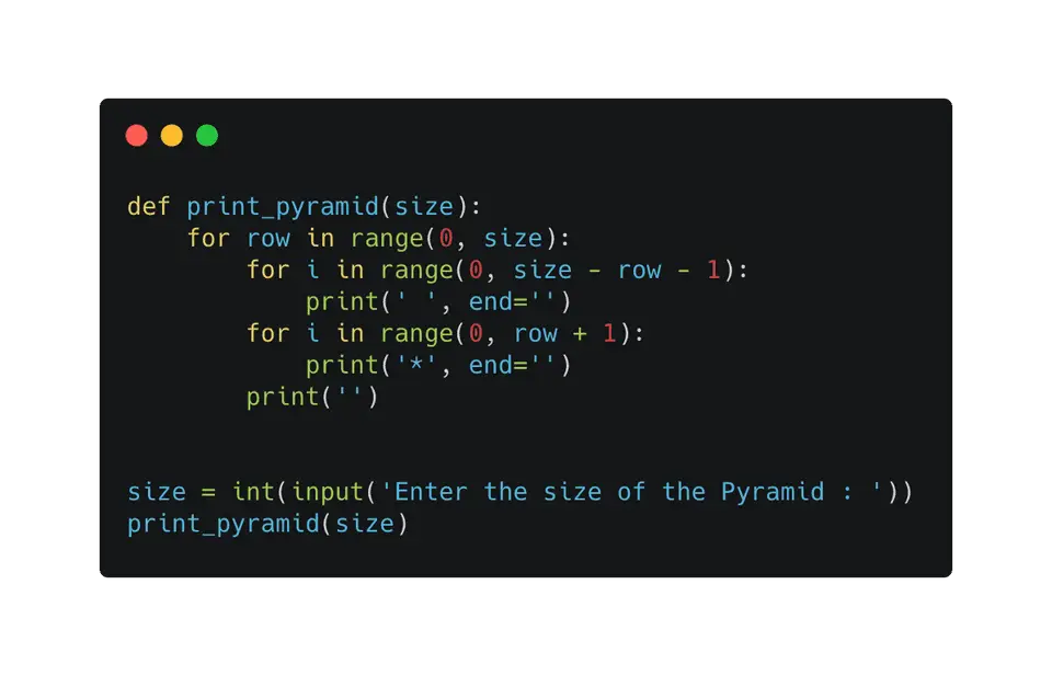 Python half pyramid