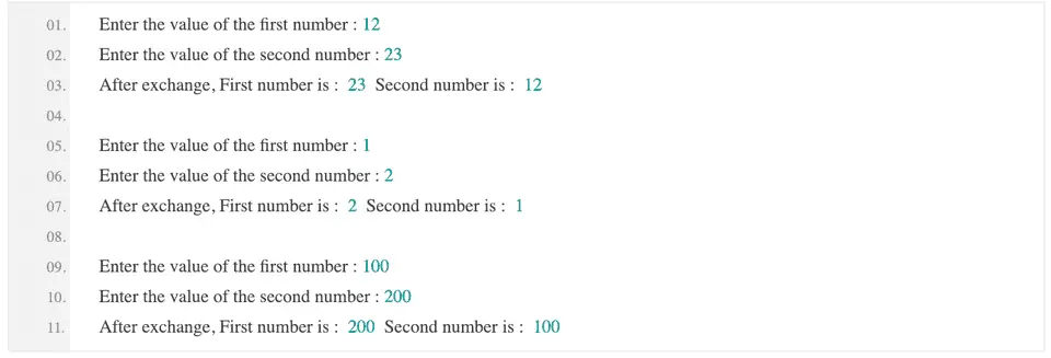 exchange two nos python