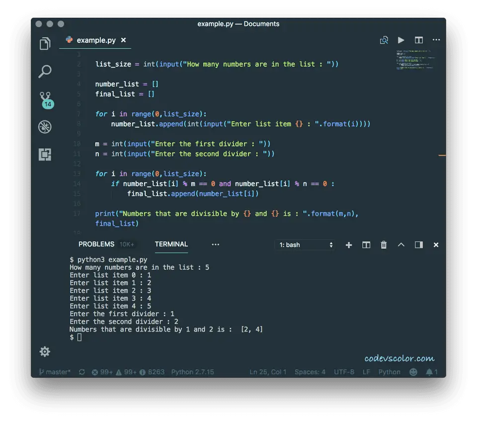 python find list number divisible by two other numbers