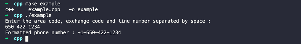 C++ format phone number