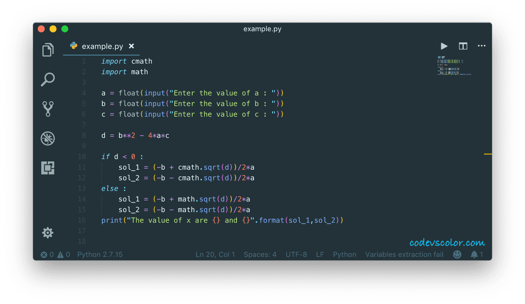 Python Example Program To Solve The Quadratic Equation CodeVsColor python-example-program-to-solve-the-quadratic-equation-codevscolor