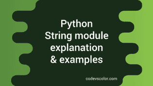 Python tutorial : Part 8 : Python String - CodeVsColor