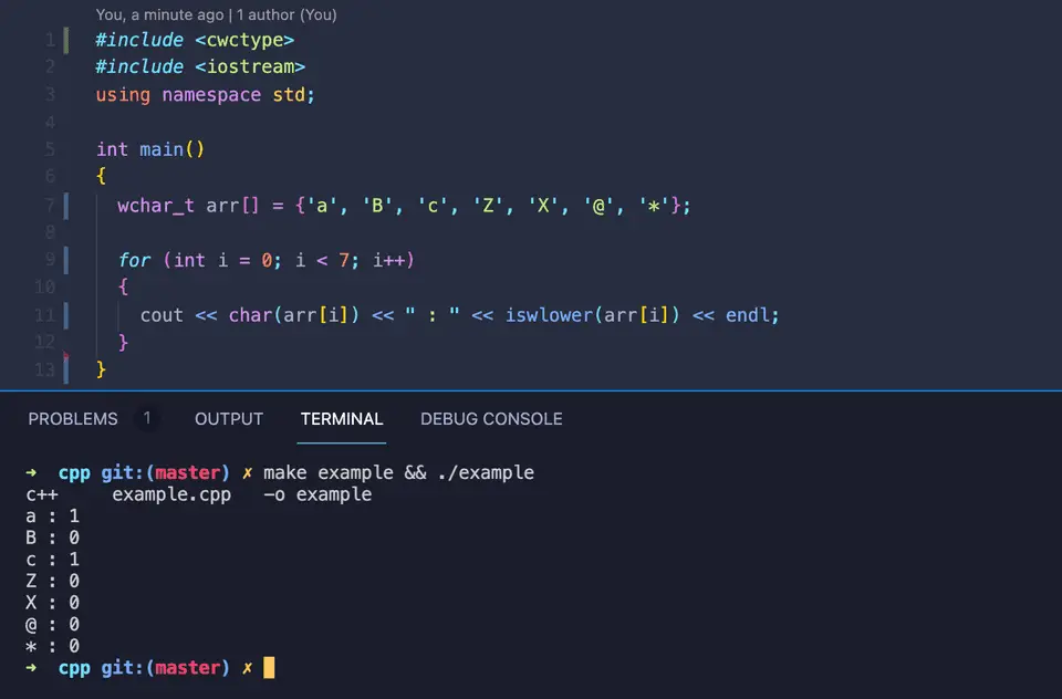 C++ iswlower example