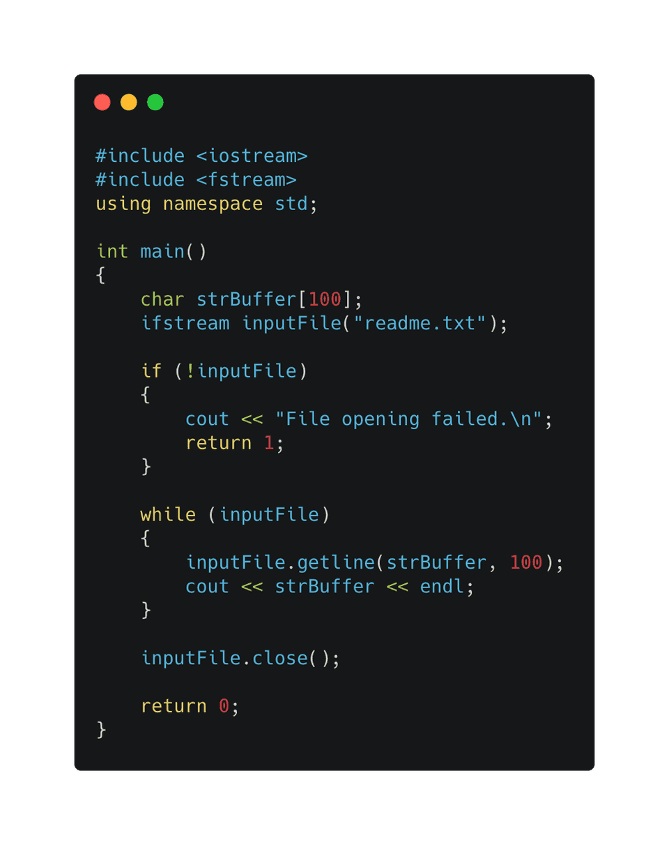 C++ read a file using buffer