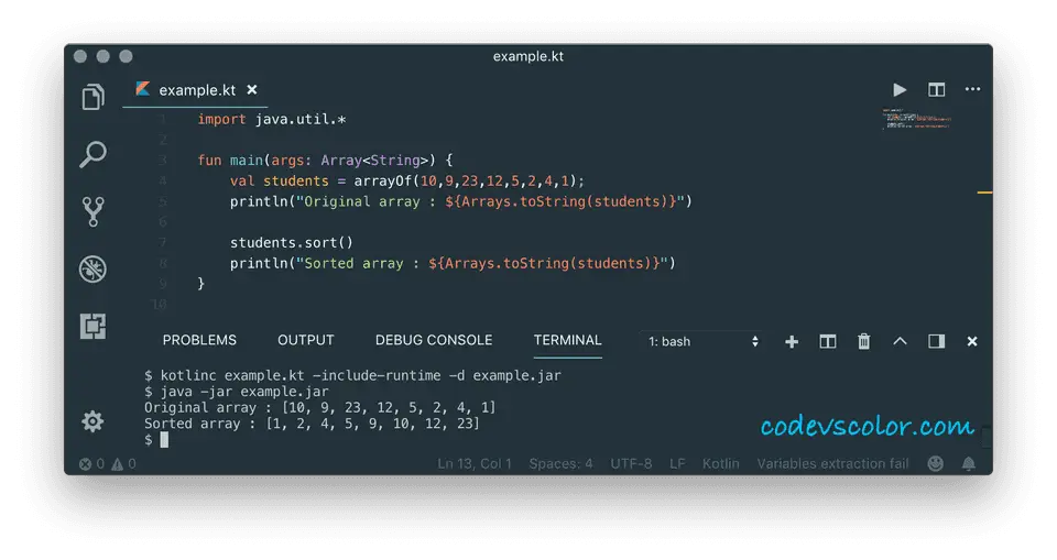 kotlin sort array