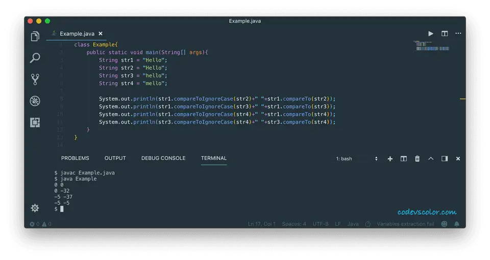 java comparetoignorecase compareto