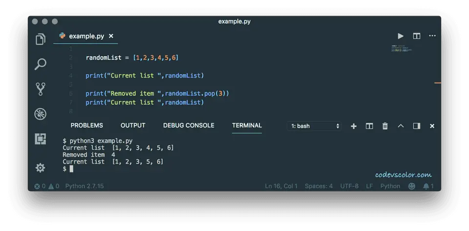 python add delete element from a list