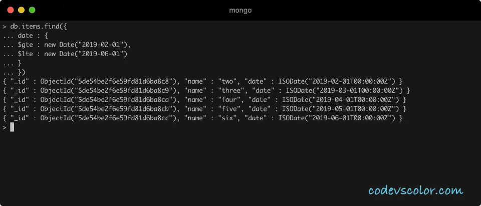 MongoDB find date range equal