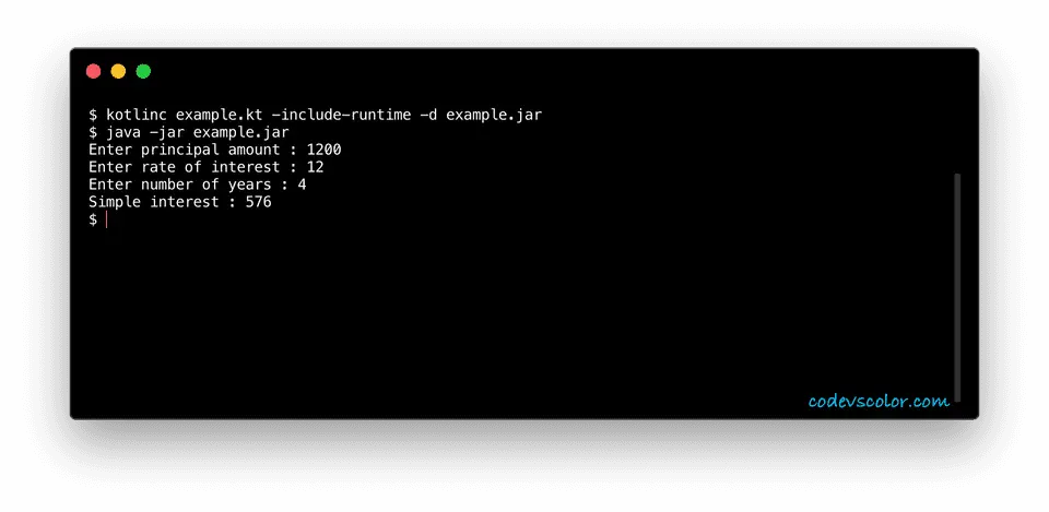 kotlin simple interest example