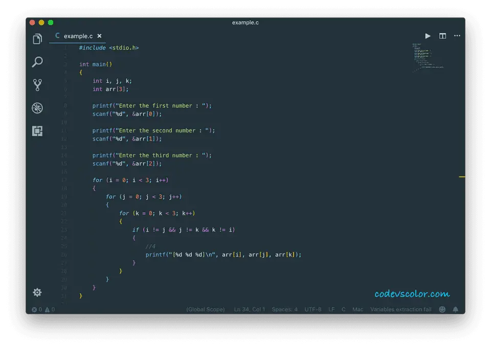 C program find combination three numbers