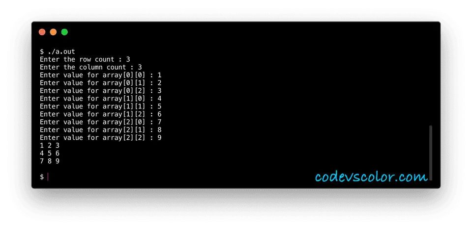 c pass two dimensional array to function