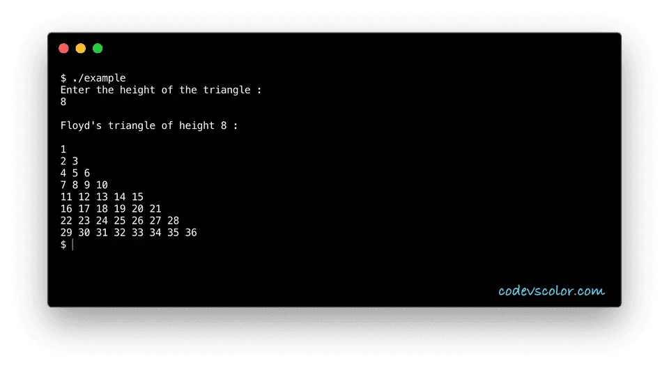 C++ floyd triangle example
