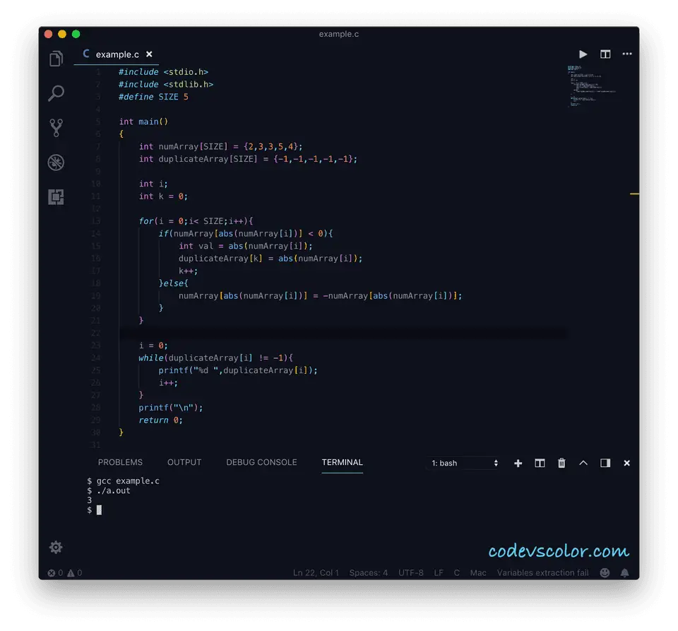 c find duplicate elements in an array