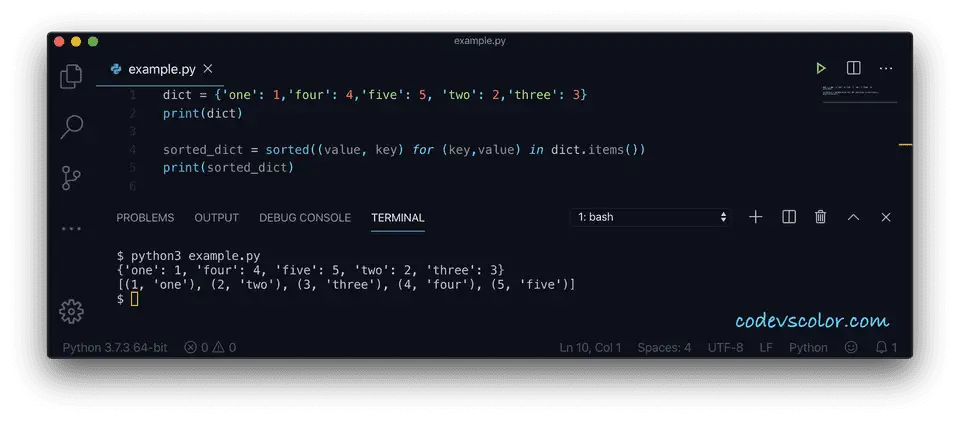 Python sort dictionary list comprehension