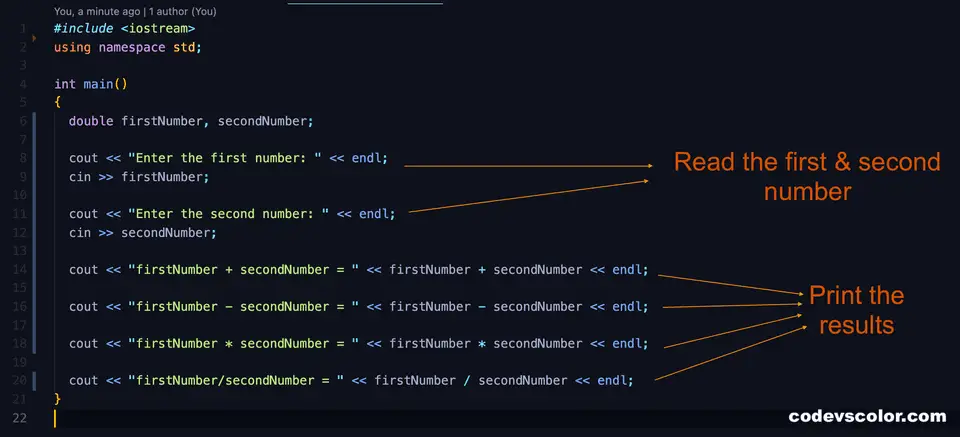 C++ addition, multiplication, division and subtraction