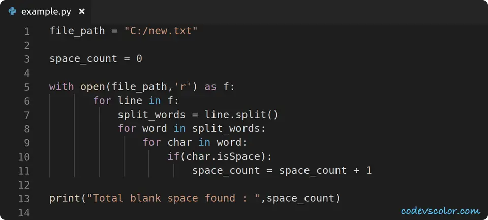 python count blank space in file