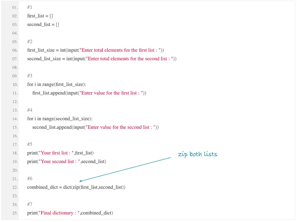 python create dictionary from two lists