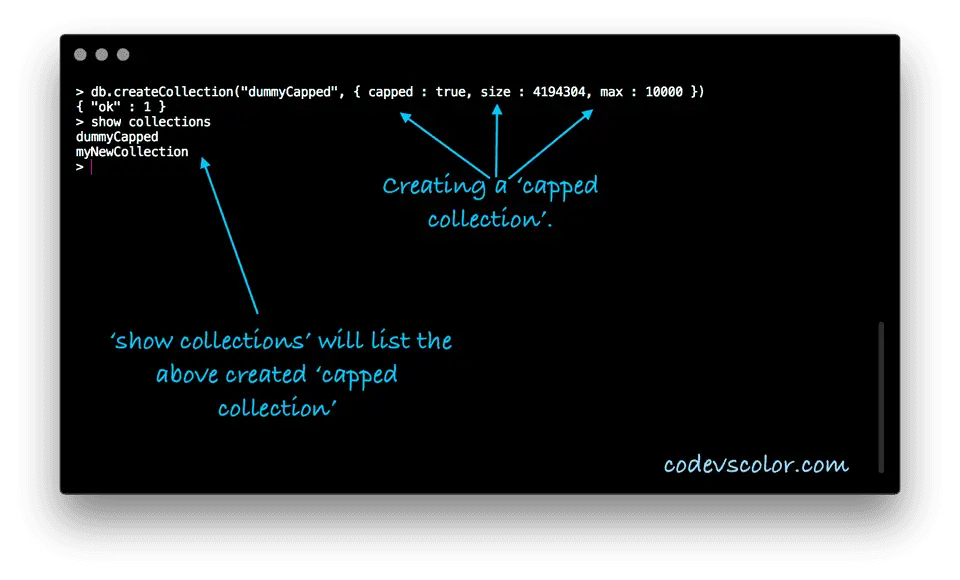 MongoDB create Capped collection