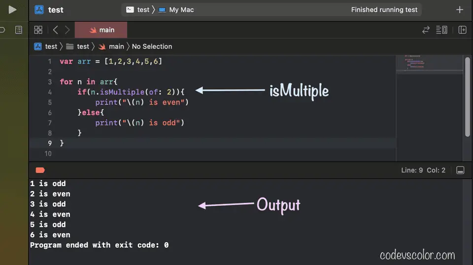 Swift odd-even check example