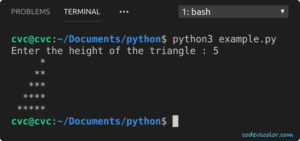 python print triangle using star