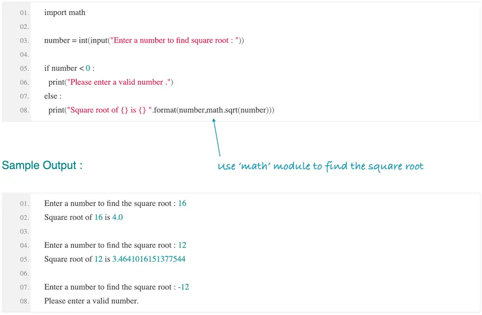 python find square root using math module