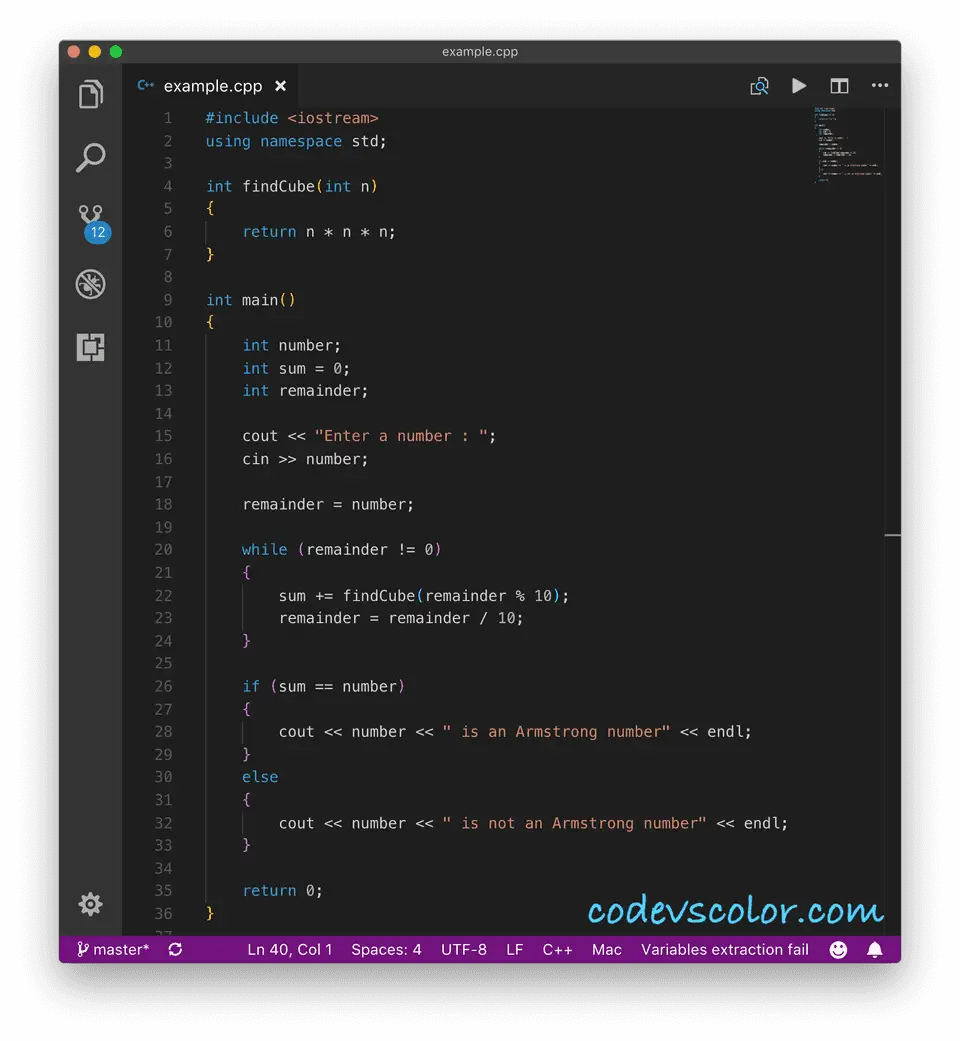 C++ program to check armstrong number