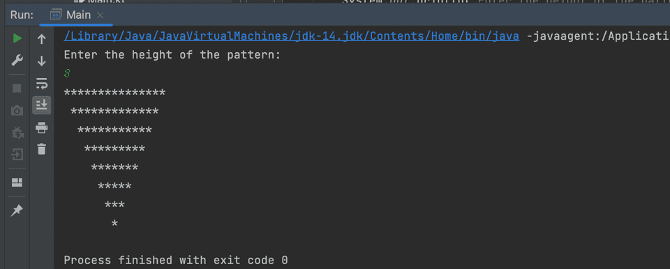 Java Example program to print inverted pyramid