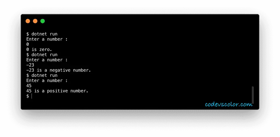 c sharp check positive negative number example