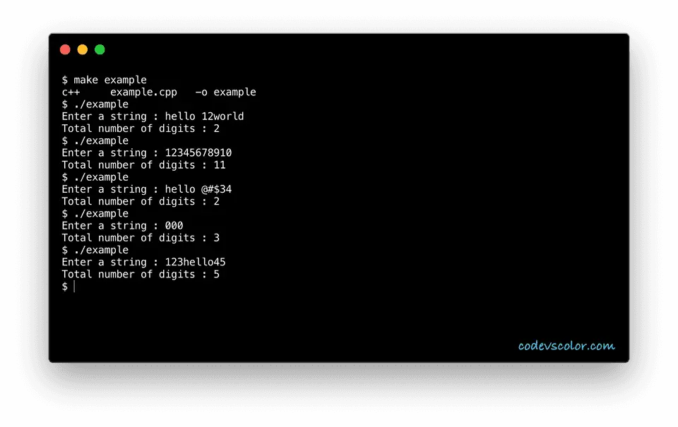 c++ count digits in a string