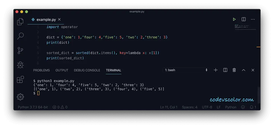 Python sort dictionary lambda