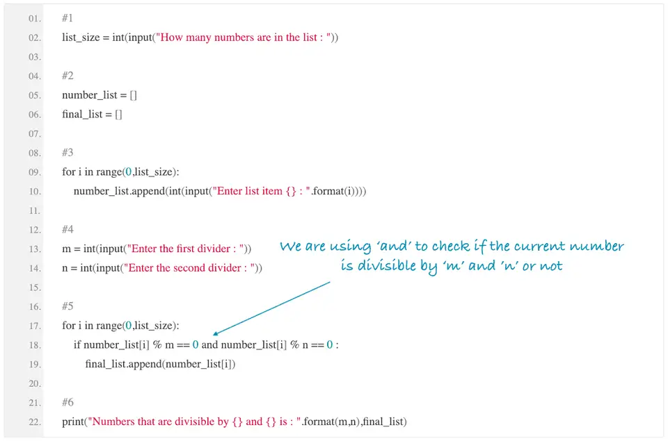 python find numbers list divisible by two nos