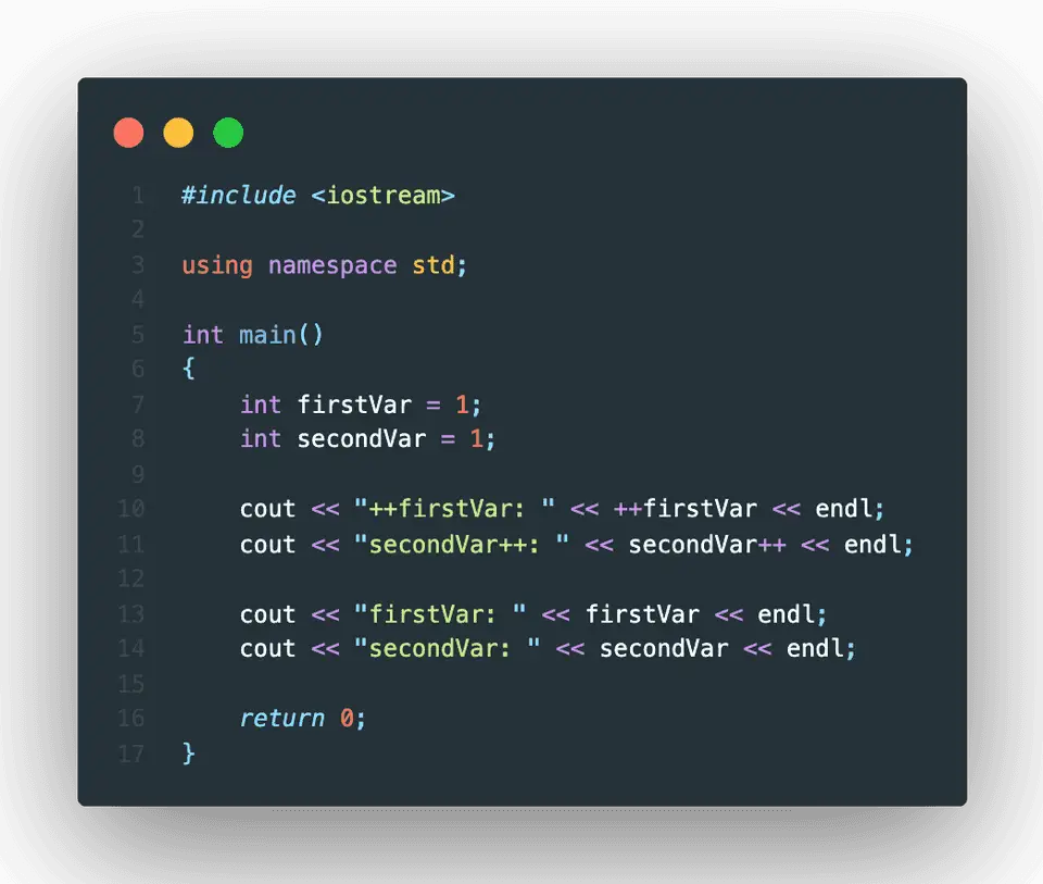 Increment example